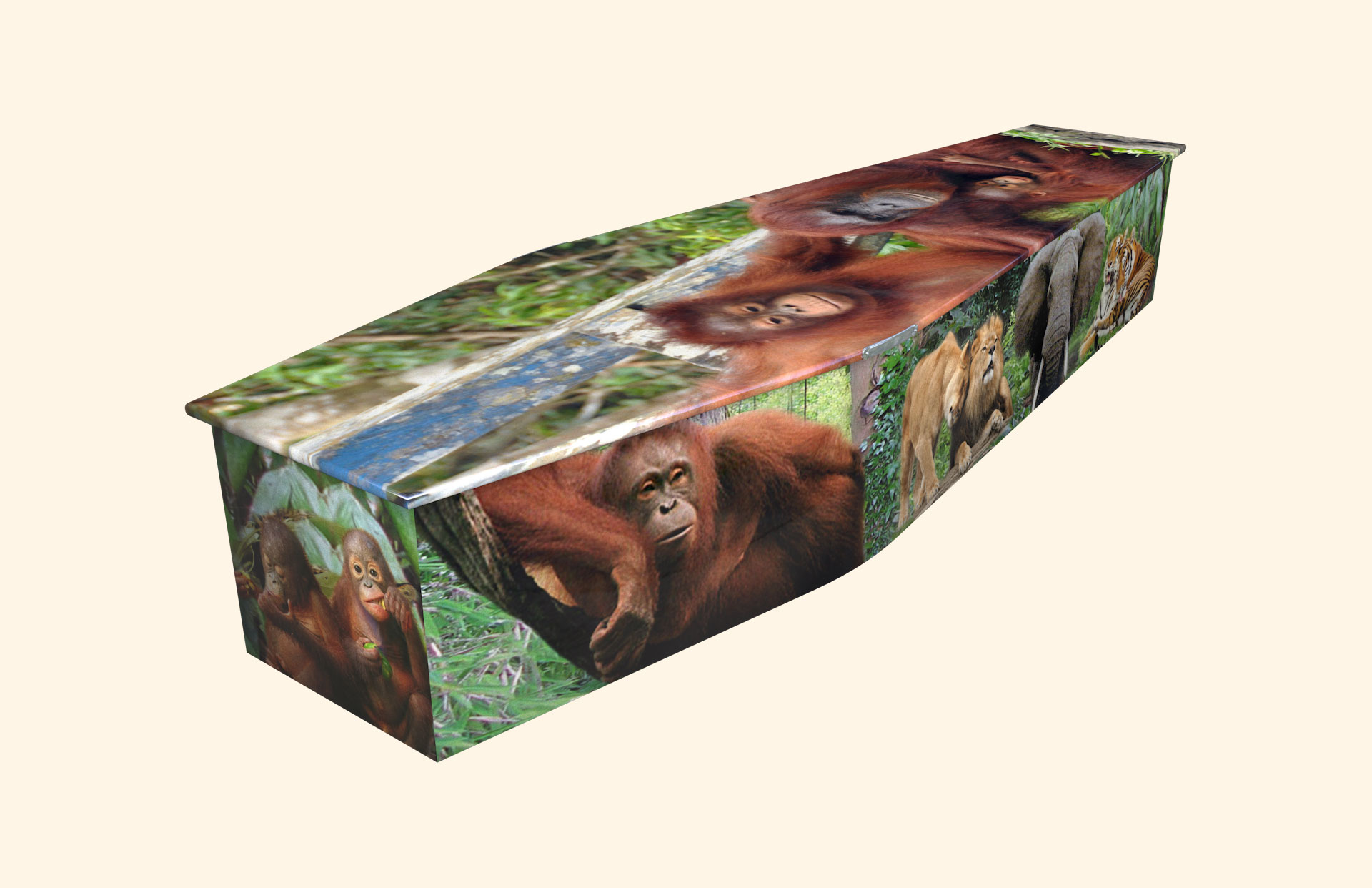 Jungle Love design on a traditional coffin